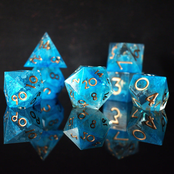 Shape of Water Sharp-Edged Resin Dice Set by Misty Mountain Gaming