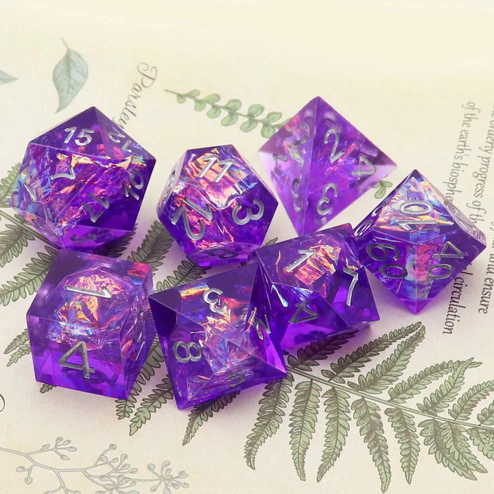 Sharp Edge: Violet Galaxy Dice Set by Haxtec