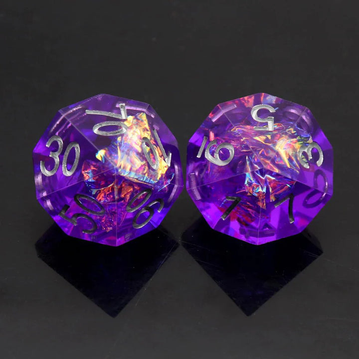 Sharp Edge: Violet Galaxy Dice Set by Haxtec