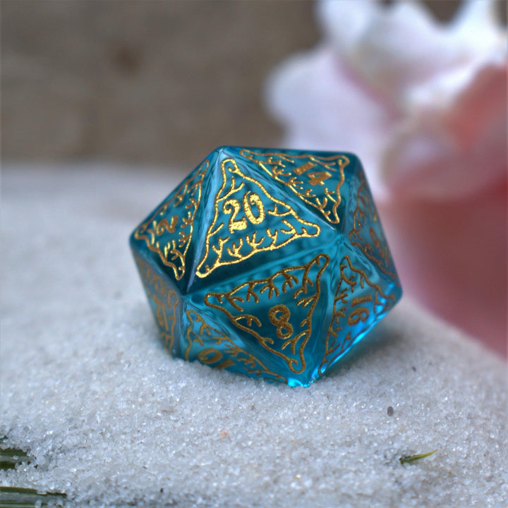 Siren's Song Aqua Blue Glass Dice Set by Misty Mountain Gaming