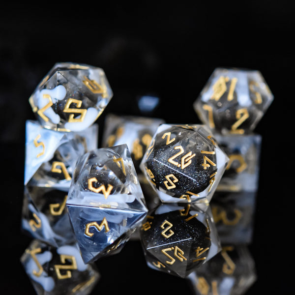 Smoke and Mirrors Liquid Core Dice Set by Misty Mountain Gaming