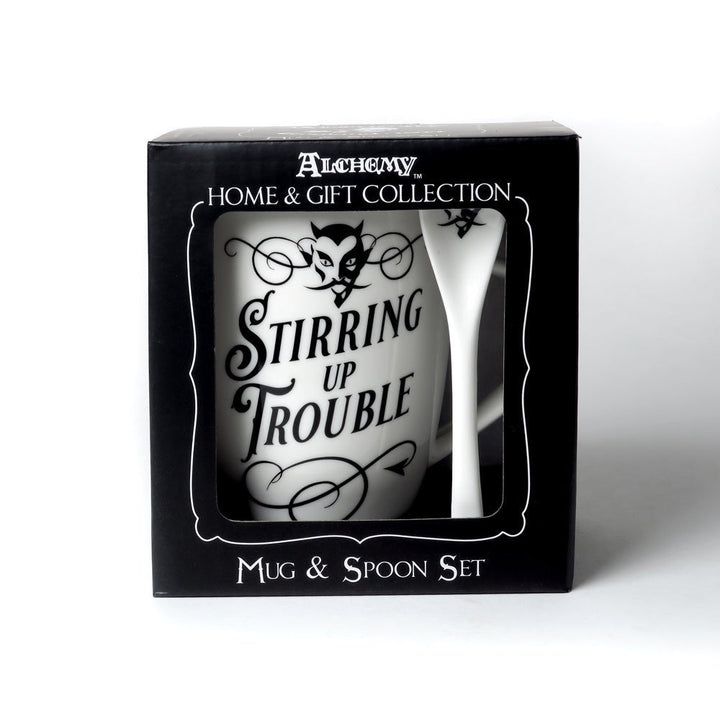 Stiring Up Trouble Mug Tea Cup and Spoon by Alchemy of England