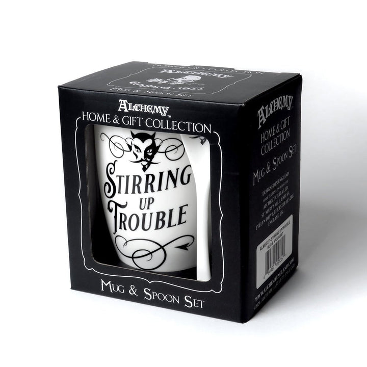 Stiring Up Trouble Mug Tea Cup and Spoon by Alchemy of England