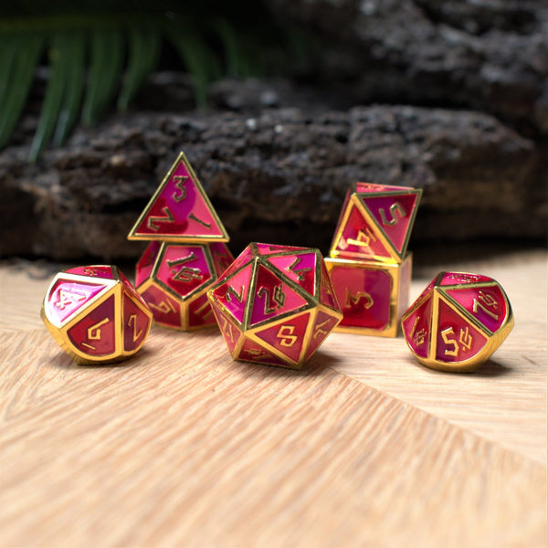 Strawberry Daiquiri Metal Dice Set by Misty Mountain Gaming