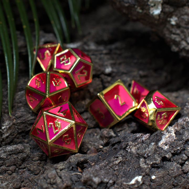 Strawberry Daiquiri Metal Dice Set by Misty Mountain Gaming