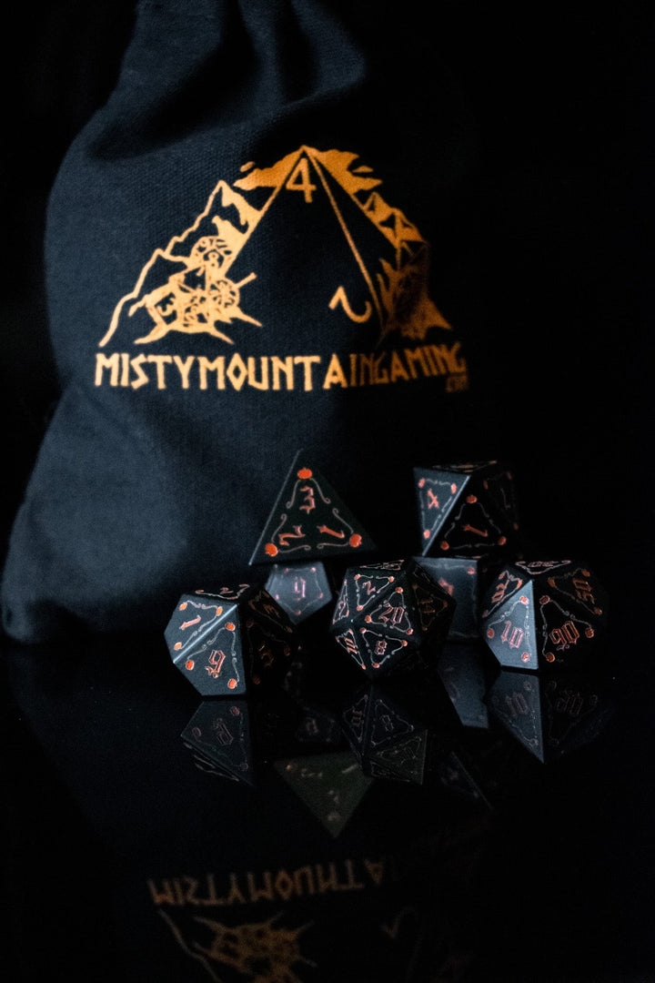 The Pumpkin Aluminum Metal Dice Set by Misty Mountain Gaming