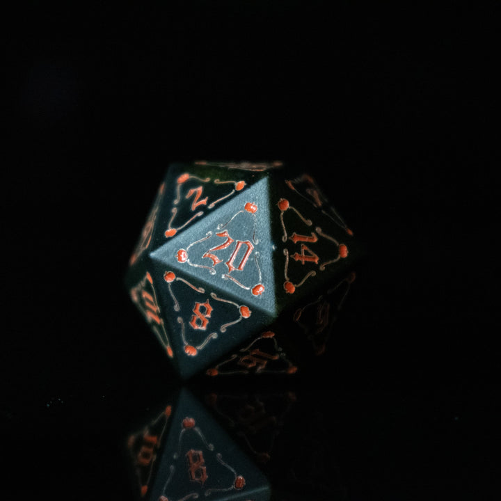 The Pumpkin Aluminum Metal Dice Set by Misty Mountain Gaming