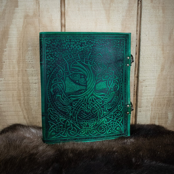 "Tree of Life" Green Leather Sketchbook by Misty Mountain Gaming