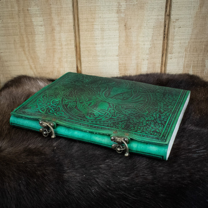 "Tree of Life" Green Leather Sketchbook by Misty Mountain Gaming