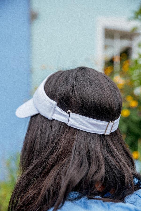 Visor In White With Embroidered Bro Shroom by Dreambutdonotsleep