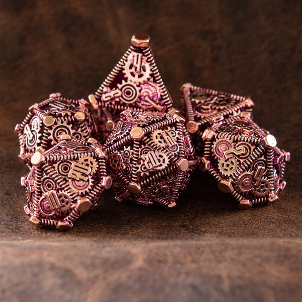 Weird West Wasteland Hollow Metal Dice Set - Purple and Bronze by Misty Mountain Gaming