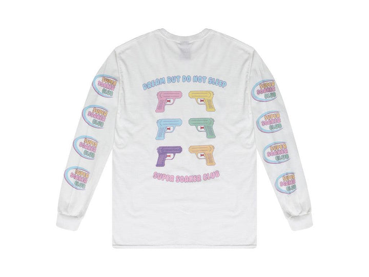 White Long Sleeved T-shirt Super Soaker Print-2