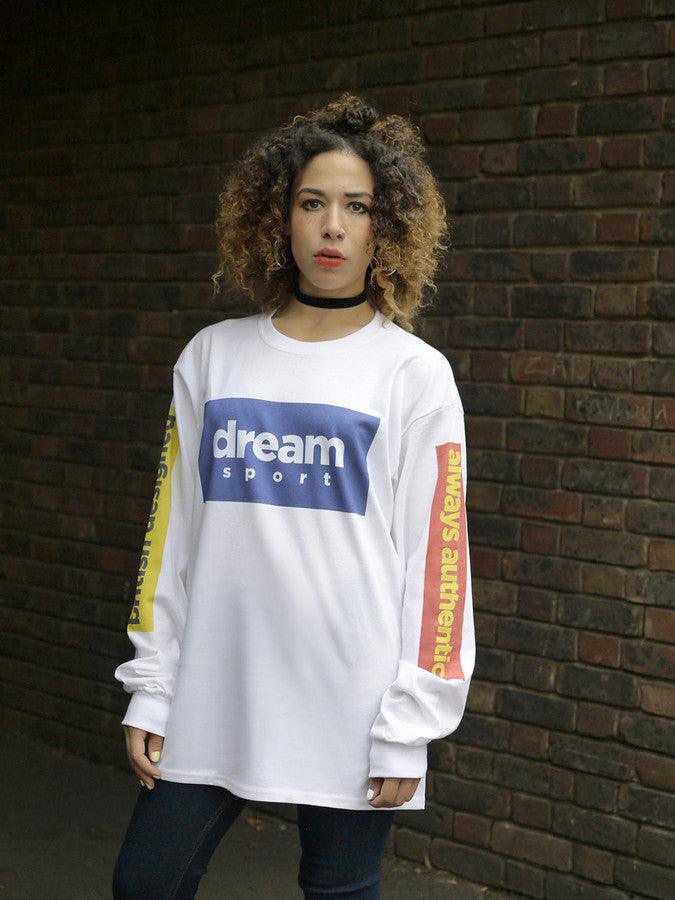 White Long Sleeved  T-Shirt With British Designed Print by Dreambutdonotsleep