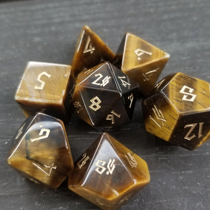 Yellow Tiger's Eye Stone Dice by Misty Mountain Gaming