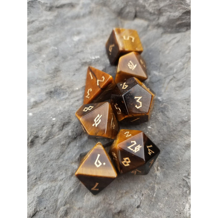 Yellow Tiger's Eye Stone Dice by Misty Mountain Gaming