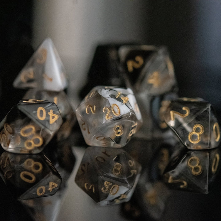 Yin and Yang Acrylic Dice Set by Misty Mountain Gaming