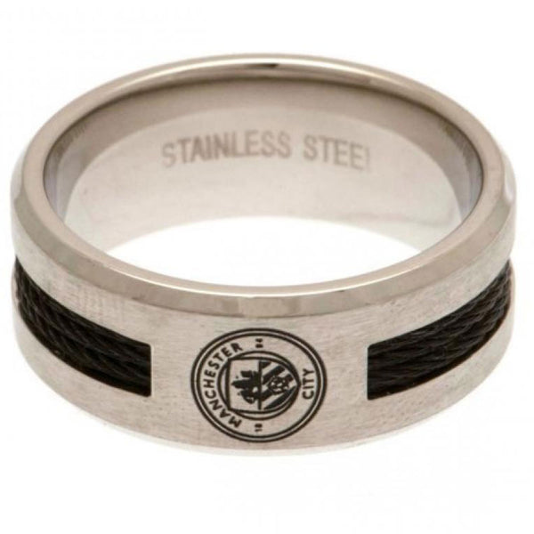 Manchester City FC Black Inlay Ring Large by Manchester City FC