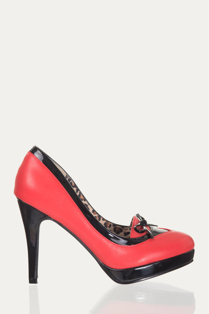 Banned Apparel - Red Isley Studded Platfom Heels - napoleonshousecleaning Husinec