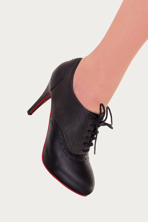 Banned Apparel - Black Olivia Kitten Heel Boots by Banned Apparel