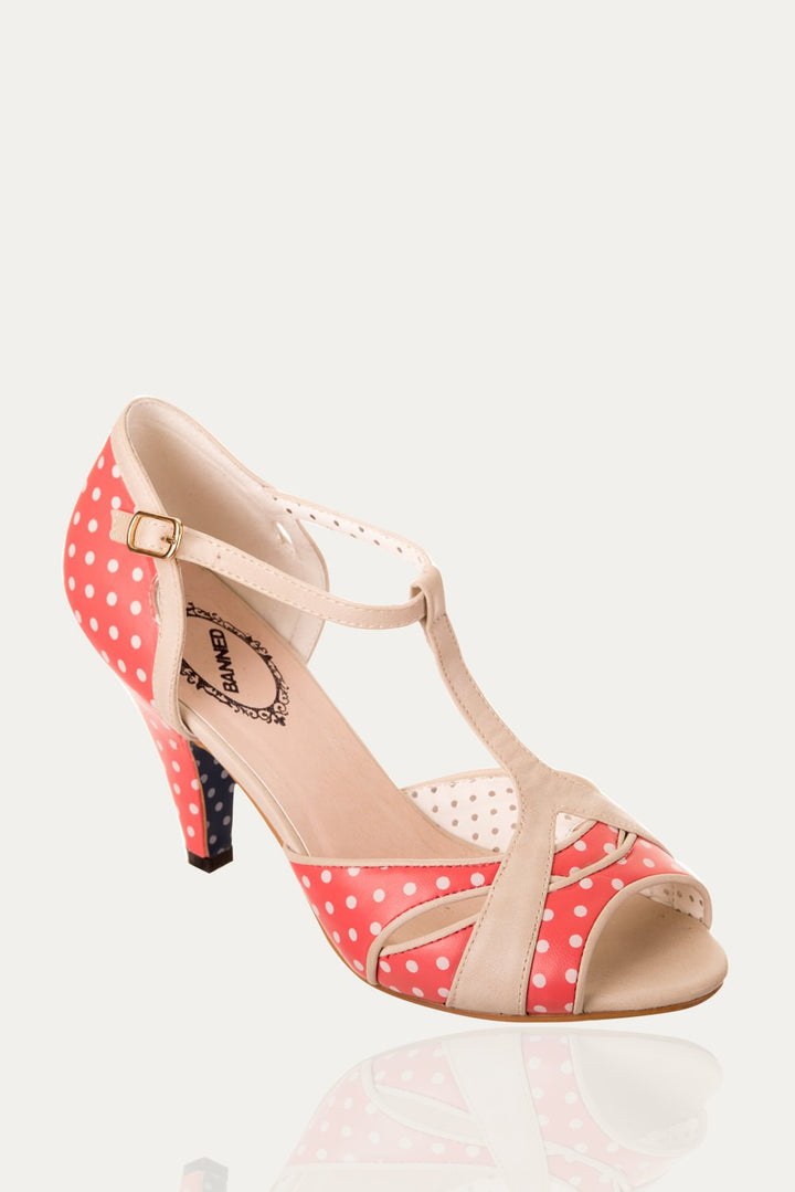 Banned Apparel - Red Norma Polkadots Dancing Shoes - napoleonshousecleaning Husinec