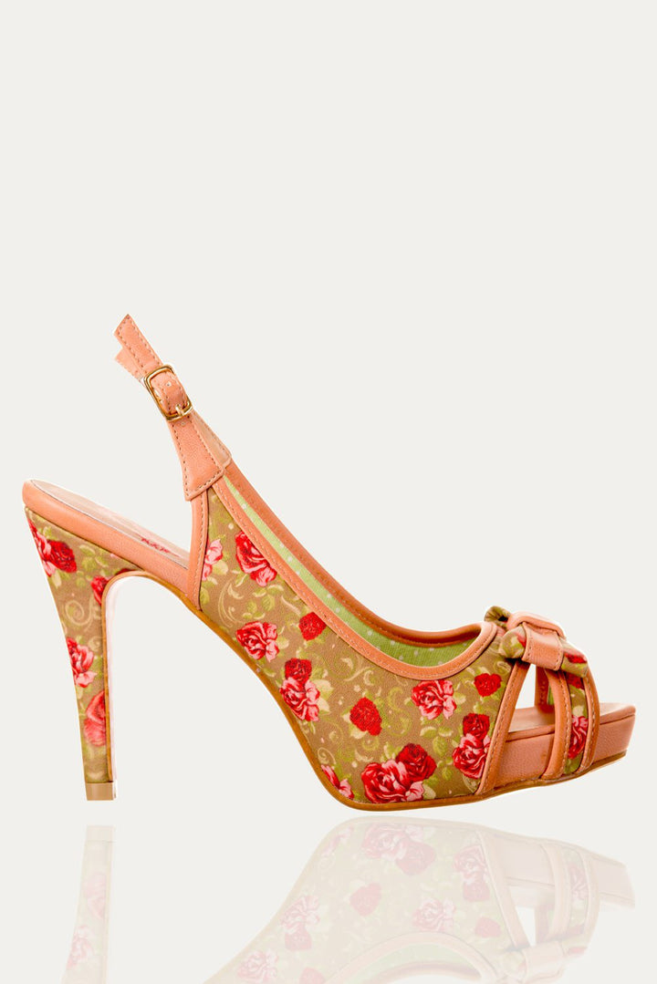 Banned Apparel - Peach Marylou Polkadots Strappy Dancing Shoes - napoleonshousecleaning Husinec