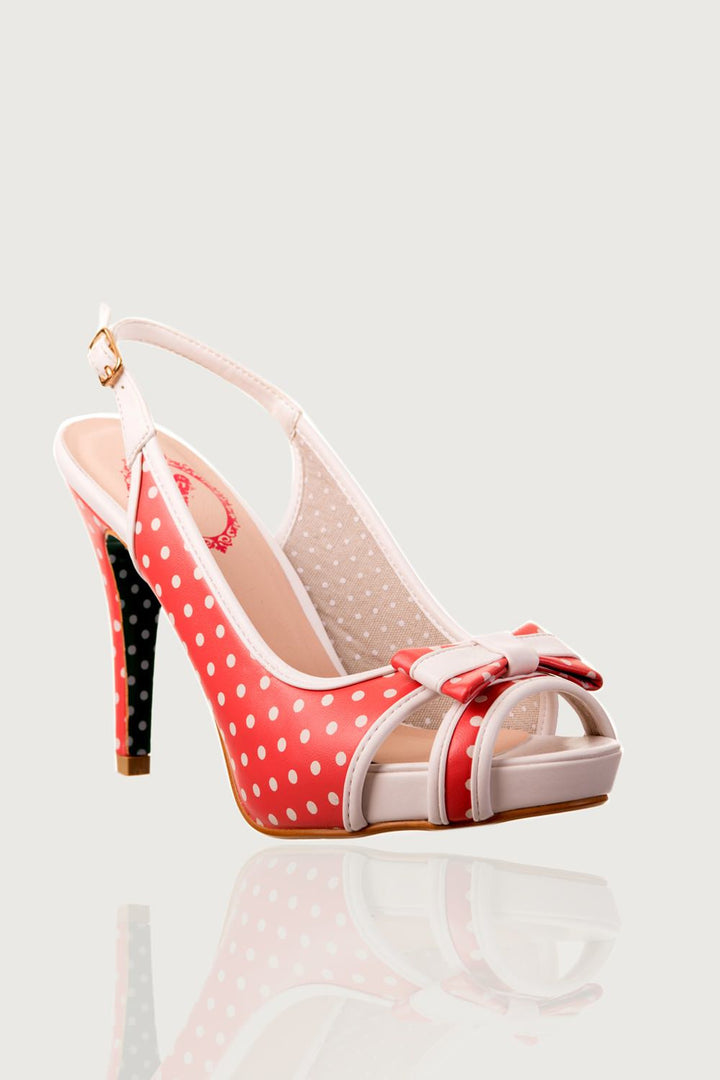 Banned Apparel - Red Marylou Polkadots Strappy Dancing Shoes - napoleonshousecleaning Husinec