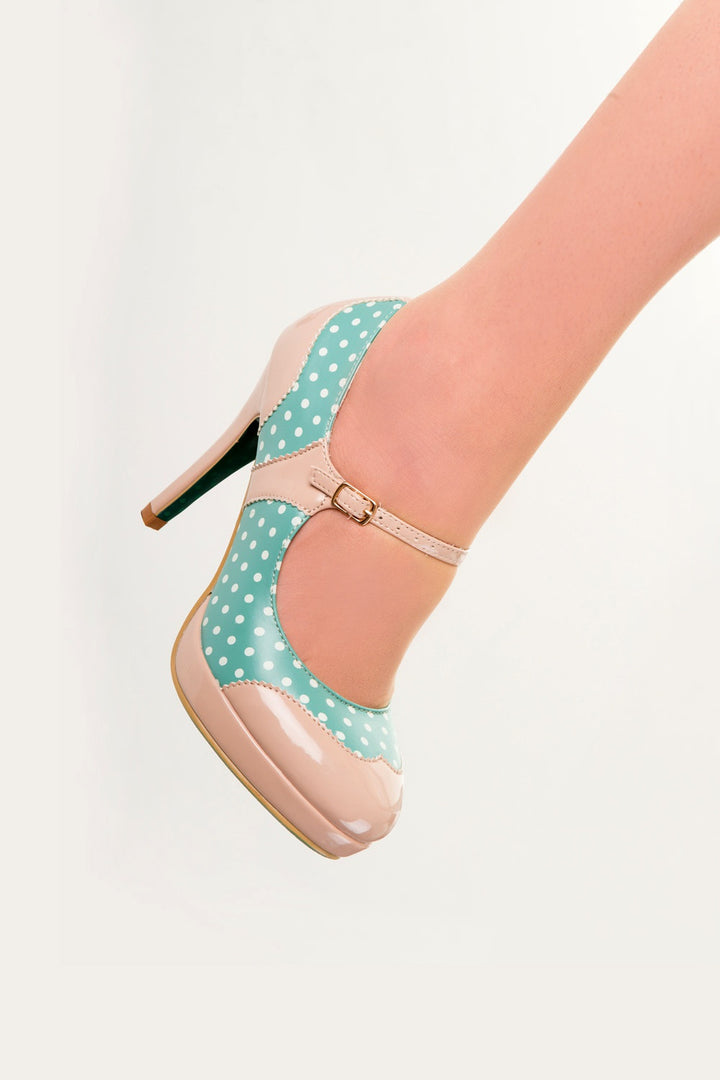 Banned Apparel  - Mint MaryJane Floral Pump - napoleonshousecleaning Husinec