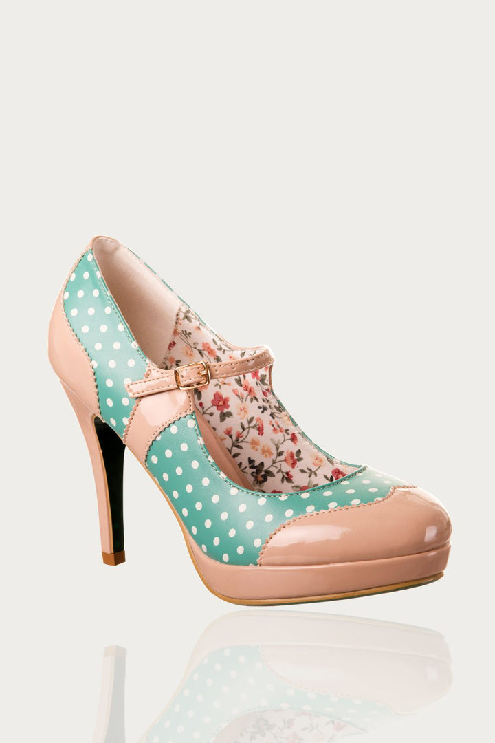 Banned Apparel  - Mint MaryJane Floral Pump - napoleonshousecleaning Husinec