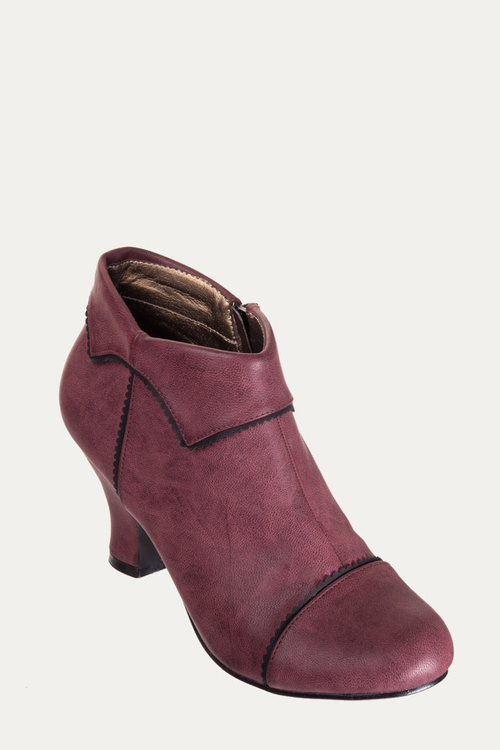 Banned Apparel - Burgundy Ruth Gothic Stitch Boots - napoleonshousecleaning Husinec