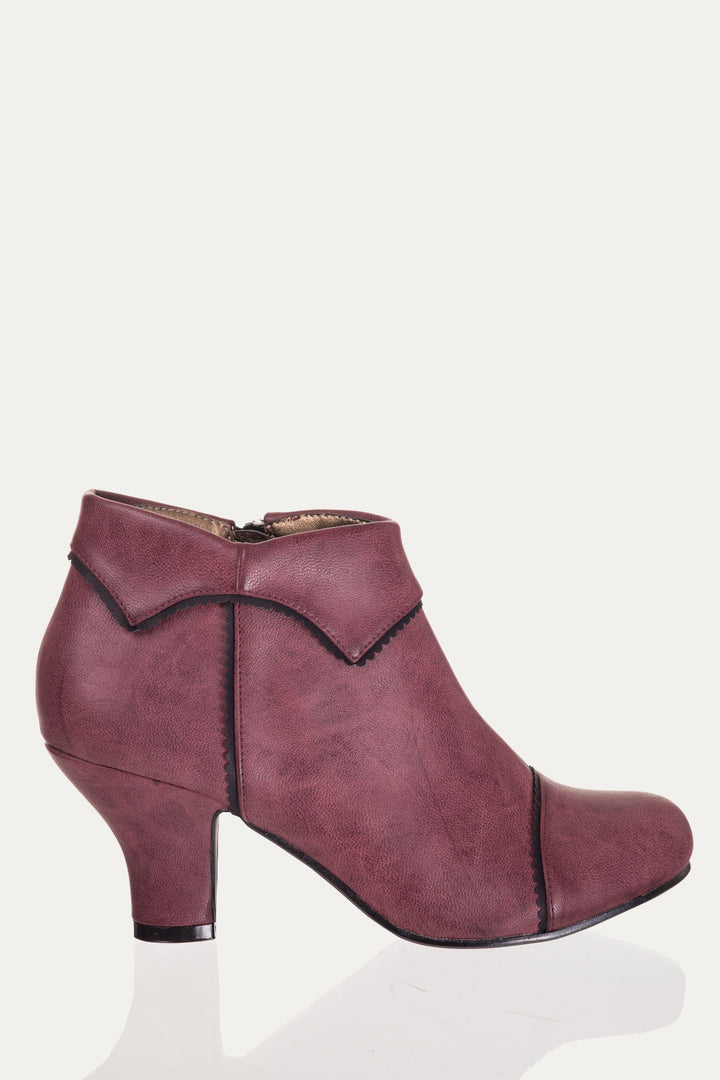 Banned Apparel - Burgundy Ruth Gothic Stitch Boots - napoleonshousecleaning Husinec