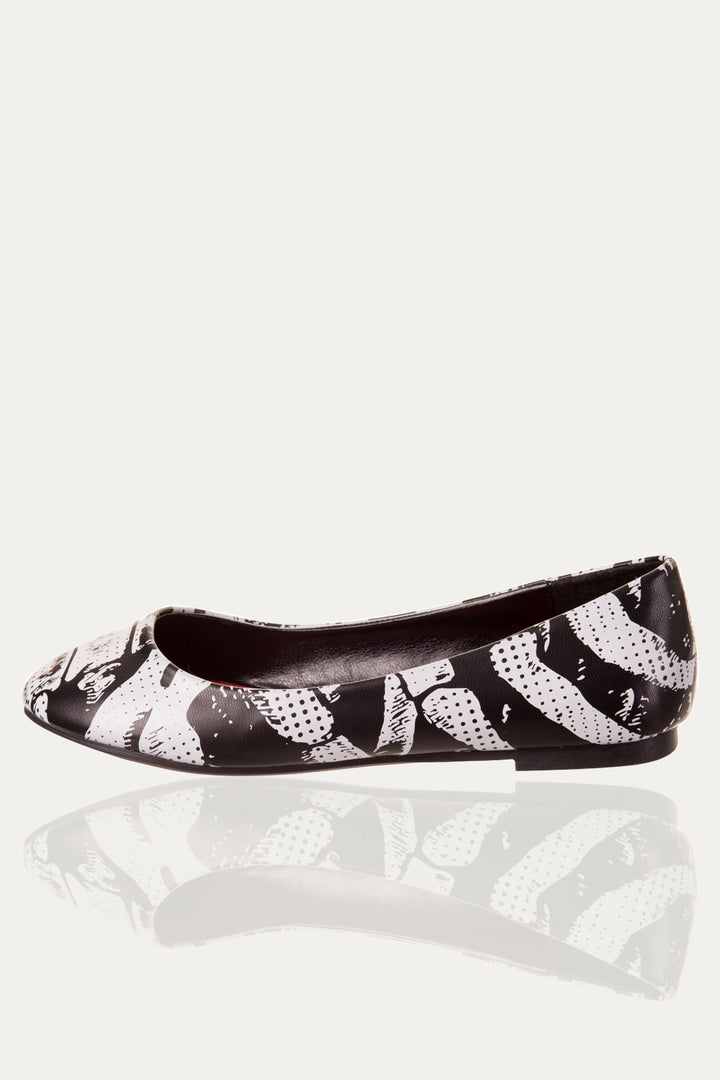 Banned Apparel - Black Ribcage Ballerina Everyday Flats - napoleonshousecleaning Husinec