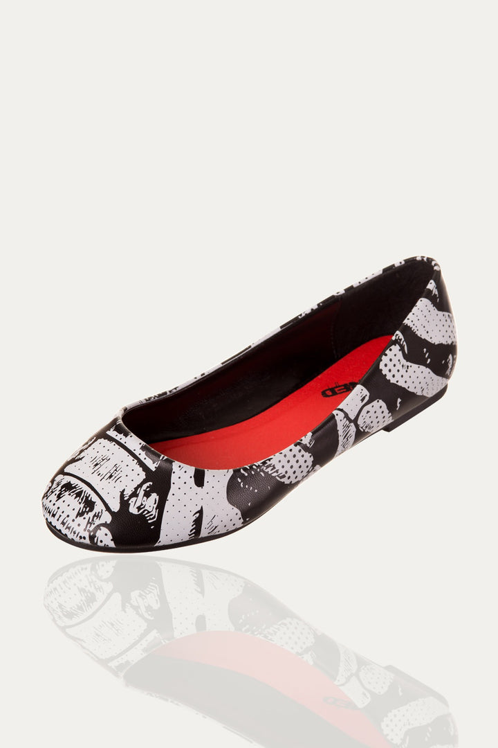 Banned Apparel - Black Ribcage Ballerina Everyday Flats - napoleonshousecleaning Husinec