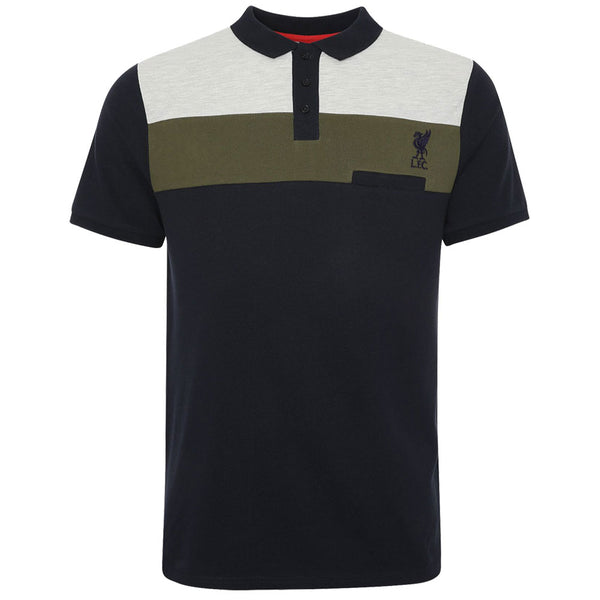 Liverpool FC Colour Block Polo Mens Navy Small