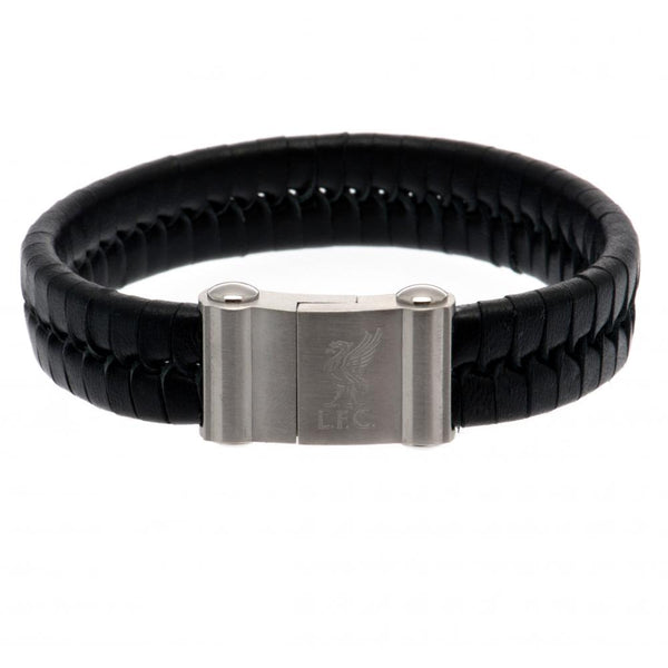 Liverpool FC Single Plait Leather Bracelet by Liverpool FC