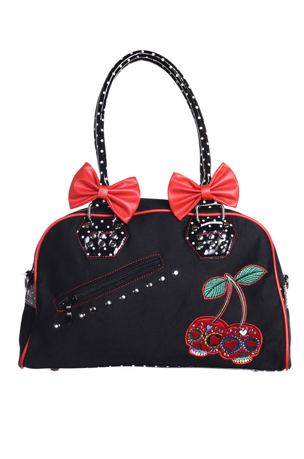 Banned Apparel - Cherry Skull Dots Handbag by Banned Apparel