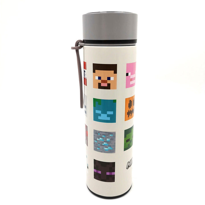 Reusable Stainless Steel Hot & Cold Insulated Drinks Bottle Digital Thermometer - Minecraft Faces BOT184 by Puckator