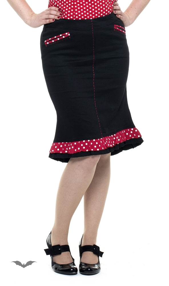 Queen of Darkness - Black Skirt with Polka Dots