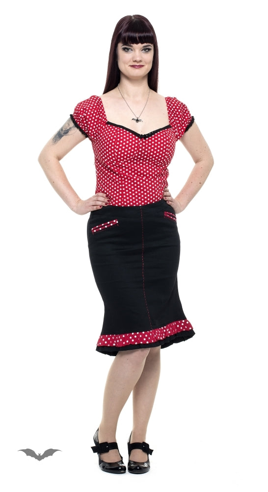 Queen of Darkness - Black Skirt with Polka Dots by Queen Of Darkness