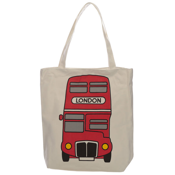 Handy Cotton Zip Up Shopping Bag - London Bus CBAG100 by Puckator