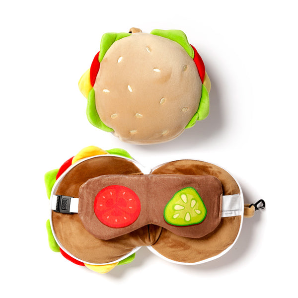 Fast Food Burger Relaxeazzz Plush Round Travel Pillow & Eye Mask Set CUSH257 by Puckator