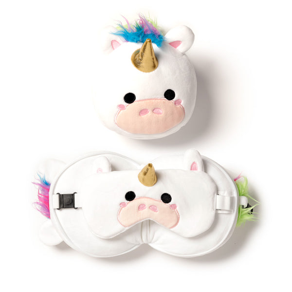 Unicorn Relaxeazzz Plush Round Travel Pillow & Eye Mask Set CUSH258-0