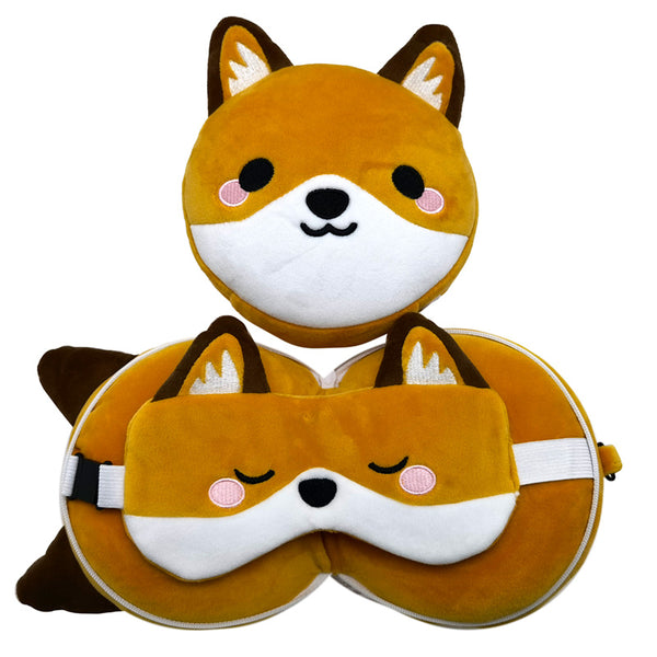 Relaxeazzz Travel Pillow & Eye Mask - Adoramals Finnick the Fox CUSH313 by Puckator