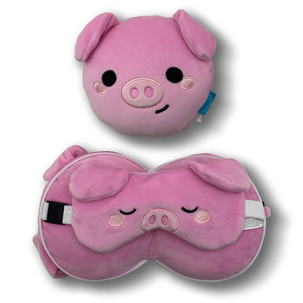 Relaxeazzz Travel Pillow & Eye Mask  - Oscar the Pig CUSH355 by Puckator