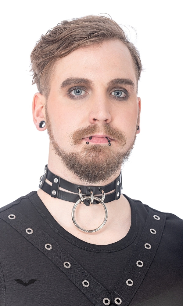 Queen of Darkness - Choker with big ring, adjustable size