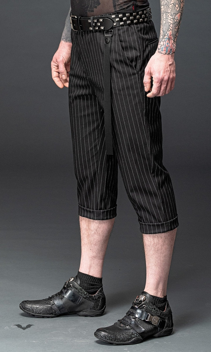 Queen of Darkness - Pinstripe trousers with removable strap by Queen Of Darkness