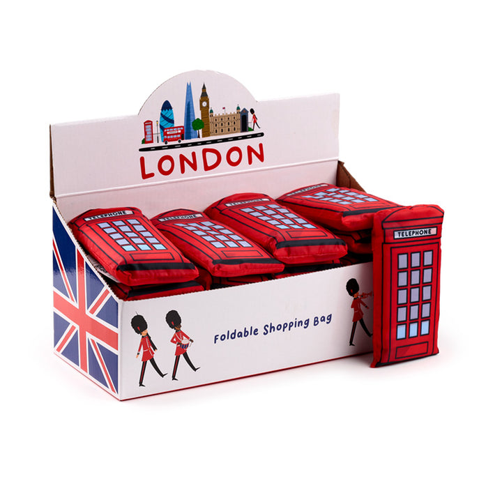 Handy Foldable Shopping Bag - London Icons Red Telephone Box FBAG10C by Puckator