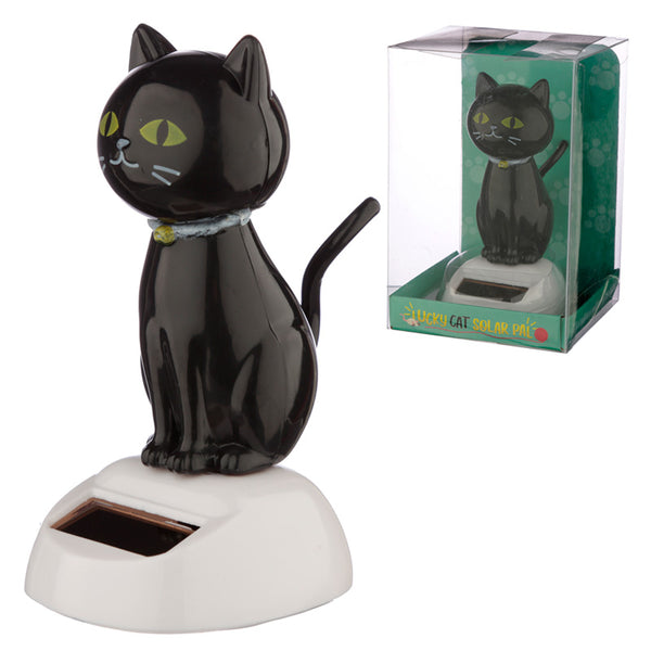 Collectable Lucky Black Cat Solar Powered Pal FF113 by Puckator