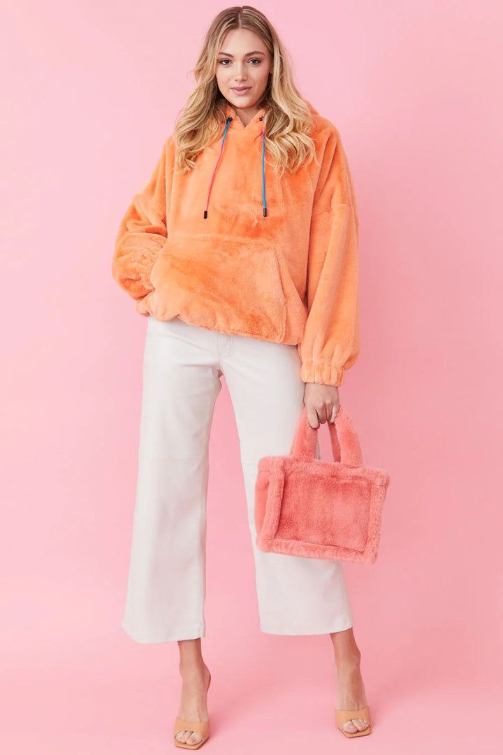 Buy Me Fur - Women's Faux Fur Oversized Orange Hoodie by Buy Me Fur