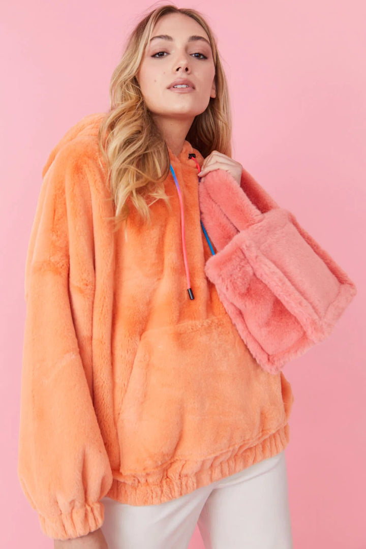 Buy Me Fur - Women's Faux Fur Oversized Orange Hoodie by Buy Me Fur