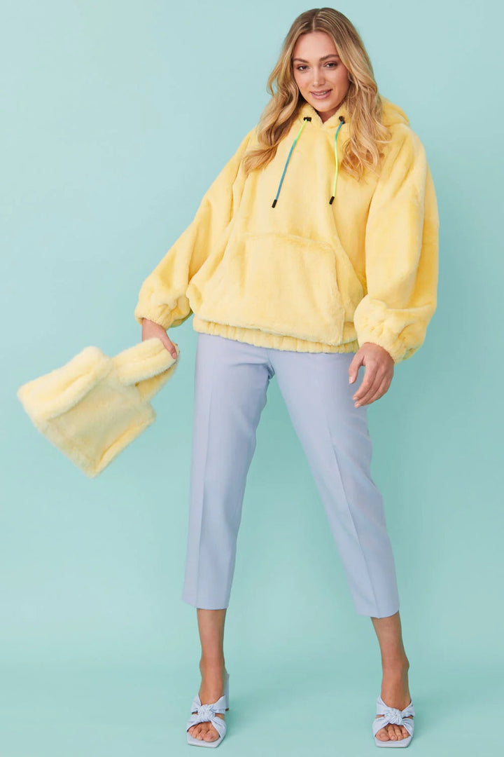 Buy Me Fur - Women's Faux Fur Oversized Yellow Hoodie by Buy Me Fur